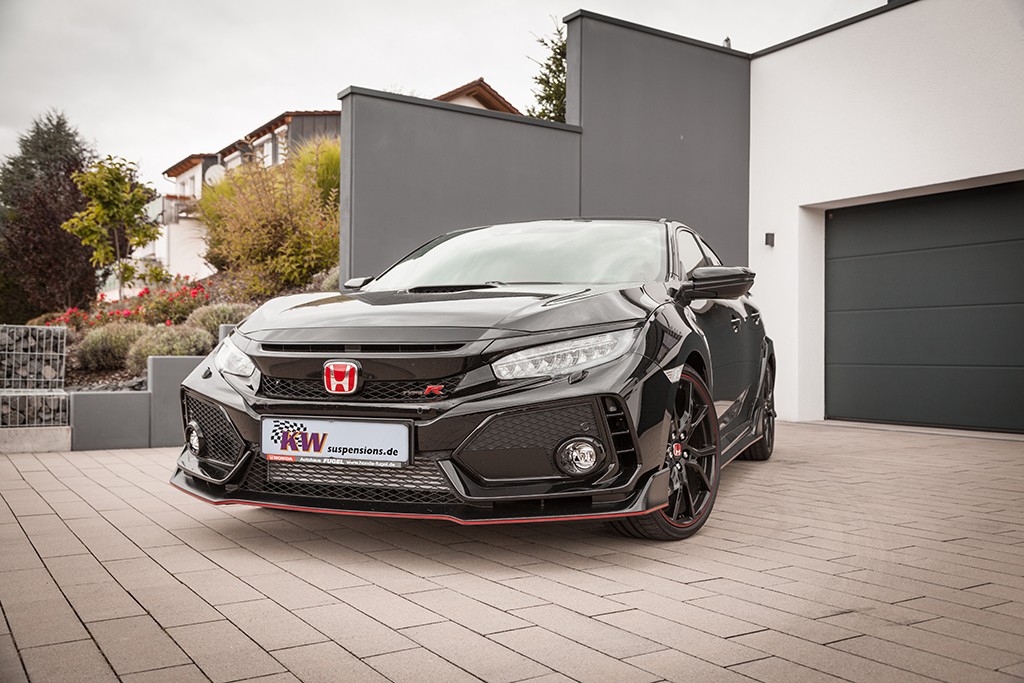 KW coilovers in a Honda Civic Type R with a lowering of 15 to 35 mm